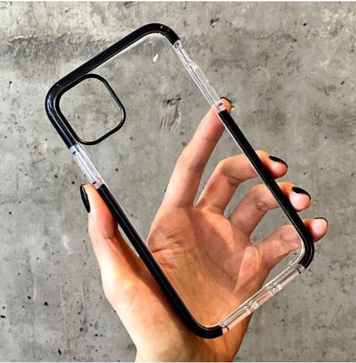 GSM-Basix TPU Back Cover voor Apple iPhone 12/12 Pro Transparant Zwarte Rand