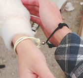 Vrtiendschaparmband met magneet - relatie - vrienden - love armband - afstand bracelet - 2 stuks - wit - zwart