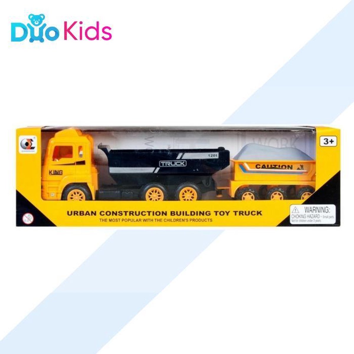 Duo Kids - Vrachtwagen auto voertuig speelgoed jongens - Bouw - Geel Trekhaak 35 x 10 x 9 cm