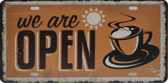 Wandbord We are open – Geopend - Vintage - - Wanddecoratie – Reclame bord –... | bol.com