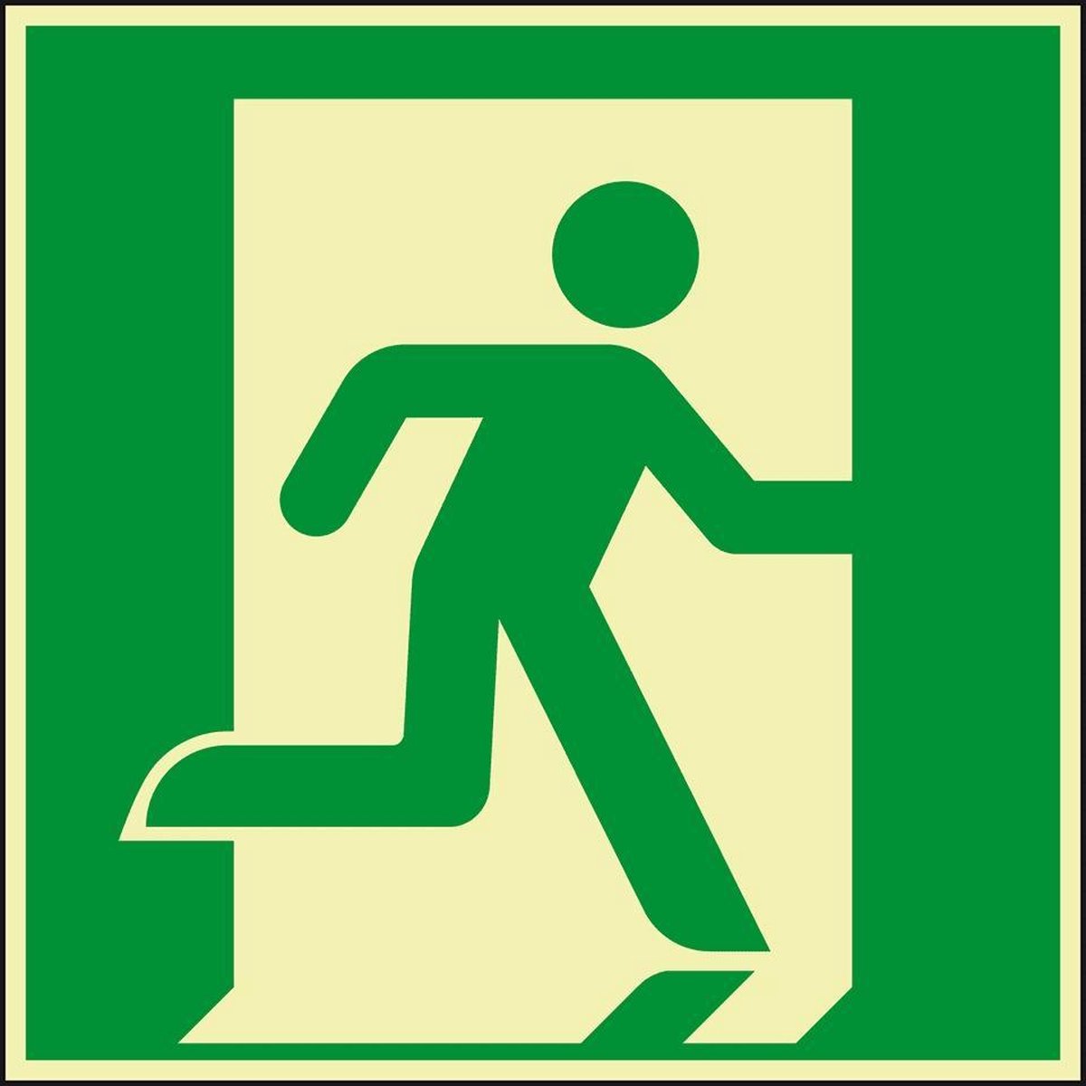Extra lichtgevend nooduitgang rechts bord - aluminium - E002 100 x 100 mm