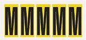 Letter stickers alfabet - 20 kaarten - geel zwart teksthoogte 75 mm Letter M