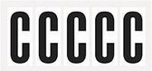 Letter stickers alfabet - 20 kaarten - zwart wit teksthoogte 75 mm Letter C