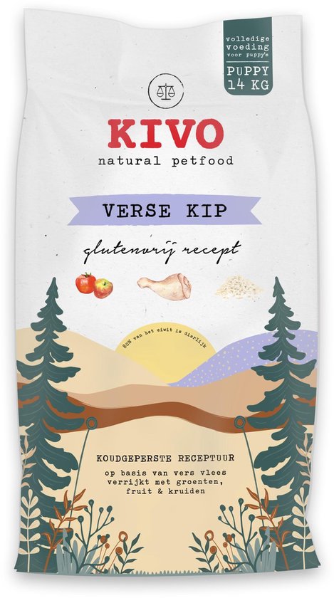 Kivo Petfood Puppybrokken Verse Kip Puppy - 14 kg - Koudgeperst - Glutenvrij