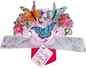 3D Pop-up wenskaart met envelop – Beautiful Birthday - Butterflies