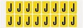 Letter stickers alfabet - 20 kaarten - geel zwart teksthoogte 25 mm Letter J