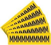 Letter stickers alfabet met laminaat - 5 x 10 stuks - geel zwart Letter M teksthoogte 30 mm