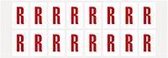 Letter stickers alfabet - 20 kaarten - rood wit teksthoogte 25 mm Letter R