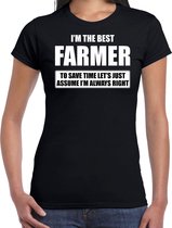 I'm the best farmer - always right t-shirt zwart dames - Cadeau verjaardag t-shirt boerin - kado voor boerinnen S