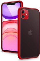 iPhone 12 Pro Hoesje - Rood - Red – Zwart – Black - Silicone – Flexibel – Backcover – Geschikt voor Apple – Case – Schok – Shockproof – Cover – Bescherming – Smartphone – Telefoon Accessoire 
