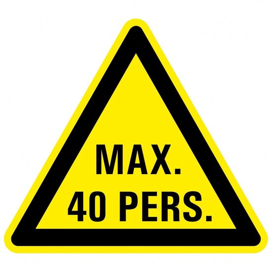 Waarschuwingssticker max. 40 personen 200 mm