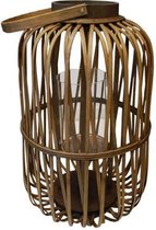 Lantaarn Windlicht Bamboe bruin 29x29xH42.5cm windlicht met glas - hout - woondecoratie tuindecoratie - kandelaar - tafellantaarn - gezellige sfeerverlichting - PH design