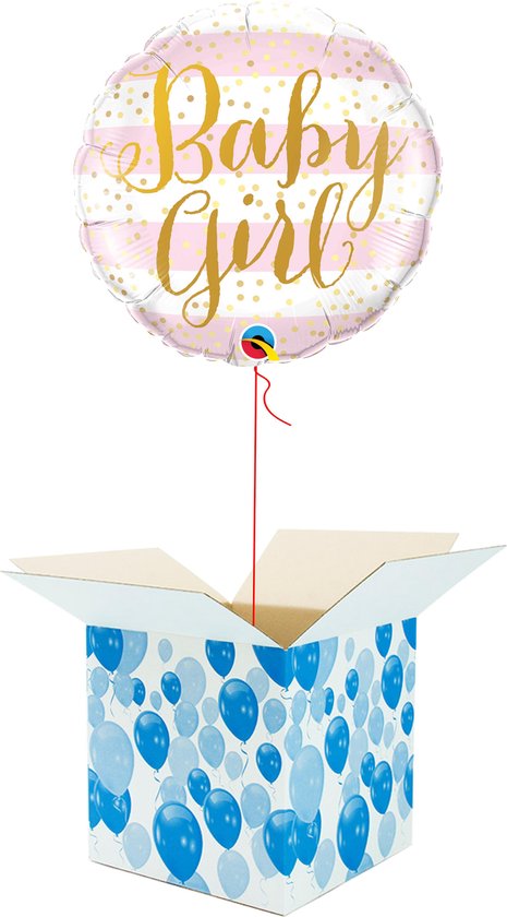 Helium Ballon Hart gevuld met helium - Geboorte - Cadeauverpakking - Baby Girl! - Folieballon - Helium ballonnen geboorte