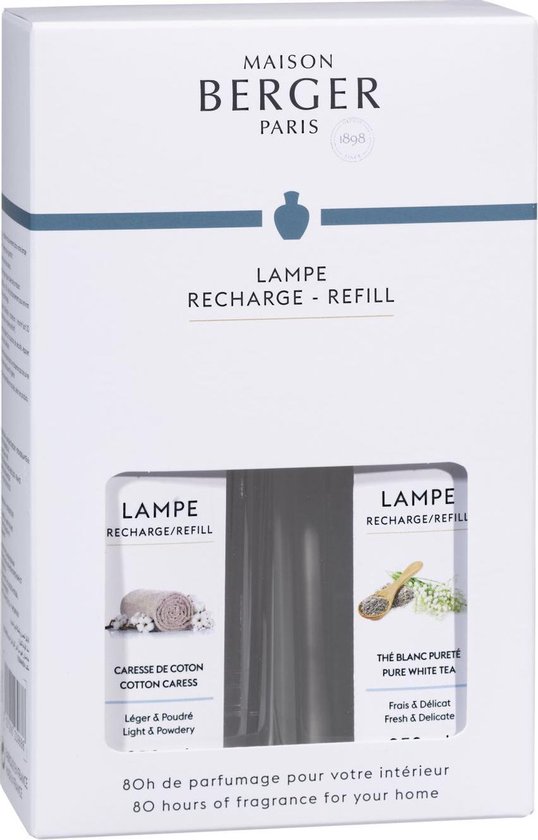 Duopack Lampe Berger Huisparfum Institutionnel 250ml cotton caress + 250 ml pure white tea