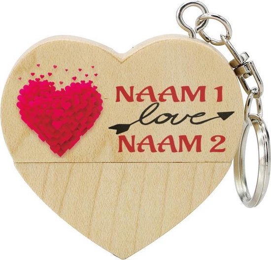 Cadeau de la Saint-Valentin en bois coeur clé USB avec naam 32 Go - modèle 1003 - cadeau Saint-Valentin, cadeau Saint-Valentin pour elle, cadeau d'amour, cadeau d'amour