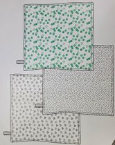 Hydrofiel doeken - Wit / Zwart / Groen - Katoen - 85 x 85 cm - Vierkant - Set van 3