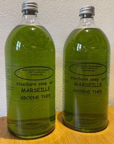 Vloeibare Marseille zeep, navulling 2 x 1000 ml Groene thee
