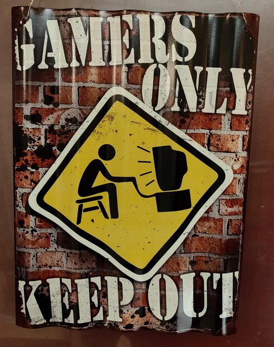 Metalen Bord GAMERS ONLY KEEP OUT Decoratie Mancave Jongenskamer