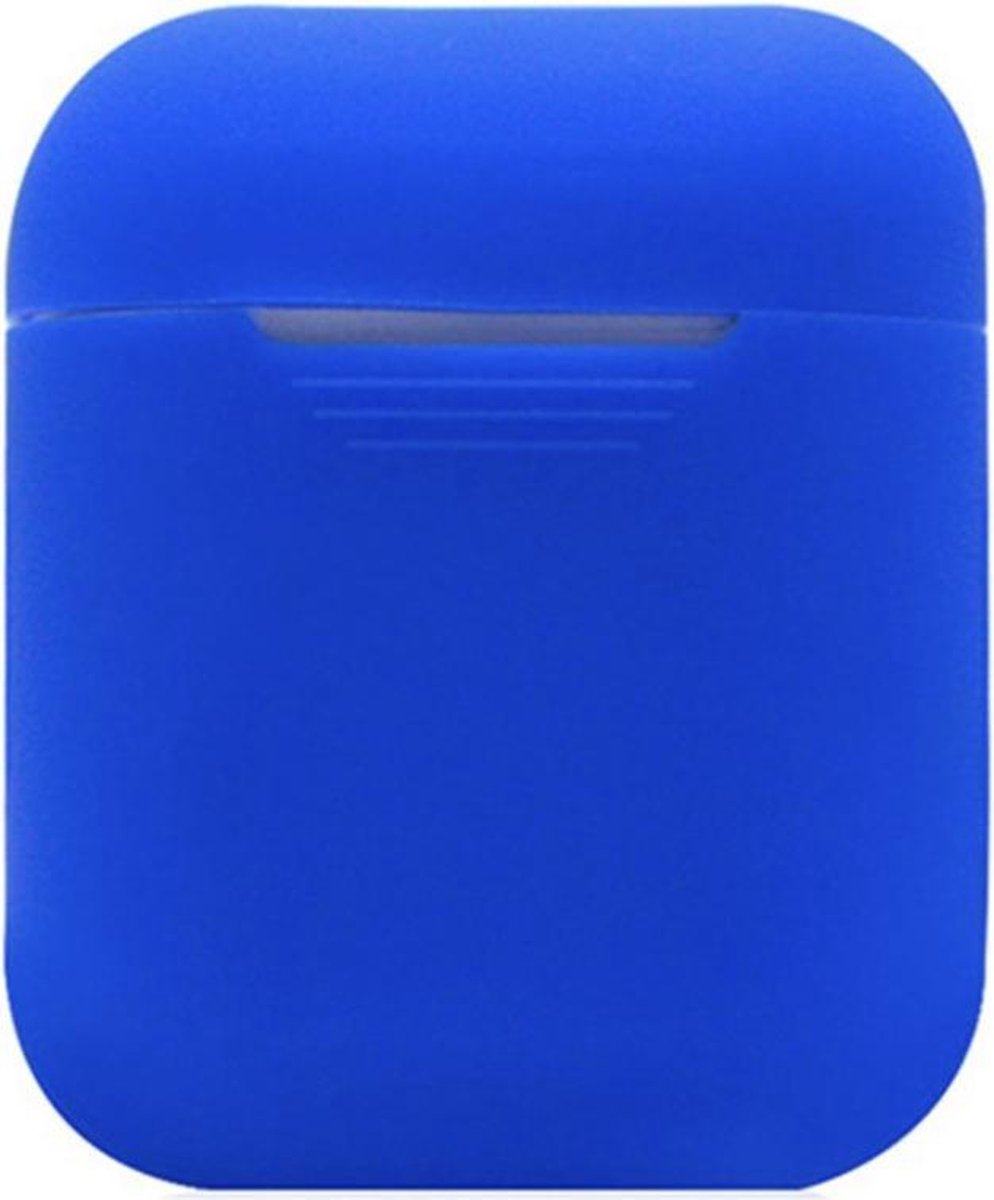 Siliconen Bescherm Hoesje Cover voor Apple AirPods Case - Airpods Hoesje Siliconen Case Donker Blauw (Dark Blue)