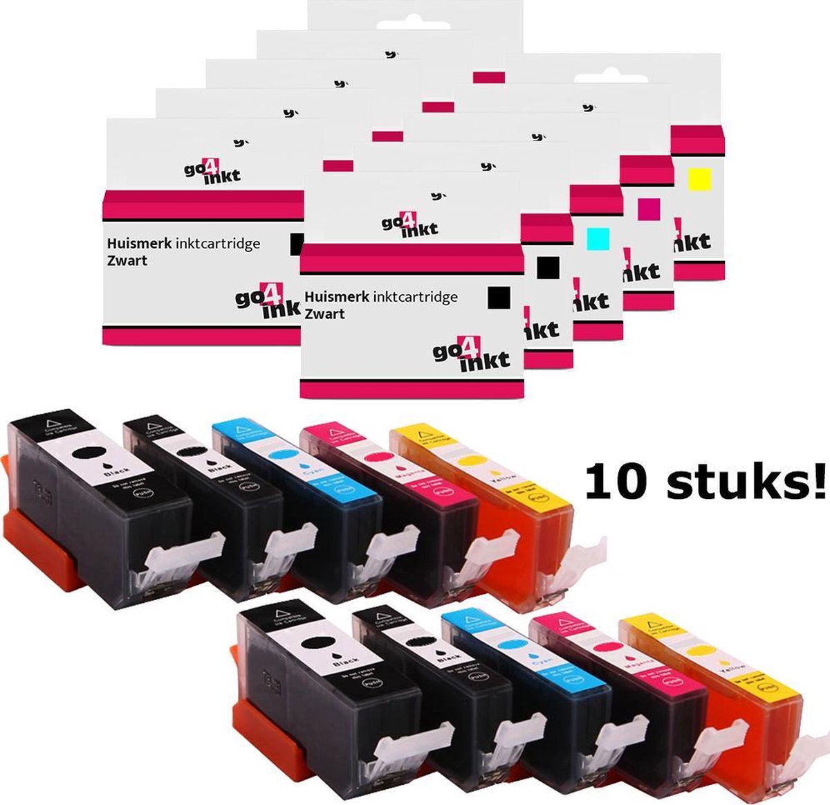 Go4inkt compatible met Canon PGI570XL, CLI571XL inkt cartridges - 10 STUKS! - zwart cyaan magenta yellow pgbk PGI-570XL CLI-571XL inktpatronen