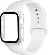Shop4 - Bandje met Case voor Apple Watch 4 44mm - Siliconen Wit