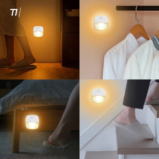 TIKKENS® Nachtlampje met Bewegingssensor - 3 Stuks - LED Kastverlichting en Trapverlichting met Sensor - Draadloos op Batterij