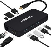 NÖRDIC DOCK-121 USB-C Dockingstation naar HDMI 4K 30Hz , 1xVGA , 3xUSB A , 1xRJ45 Giga , Zwart