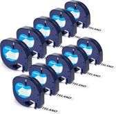 TELANO® Plastic Labels 91201 voor Dymo LetraTag Labelprinter - Zwart op Wit - 12 mm x 4 m - S0721610 Labeltape - 10 stuks