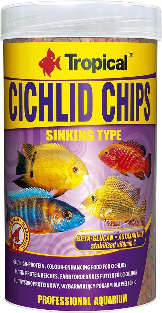 Tropical Cichlide Chips 250ml | Cichlide Visvoer | Aquarium Visvoer