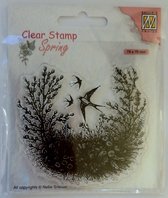 SPCS016 Clear Stamp Nellie Snellen - Spring is in the air - stempel zwaluwen gras en lucht - lente