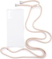 Shop4 - Oppo Reno4 5G Hoesje - Zachte Back Case met Koord Beige