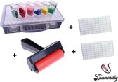 Diamond painting set - Diamond Painting Opbergdoos Met 64 Vakjes + Diamond painting roller 10 cm + 2 stickervellen!