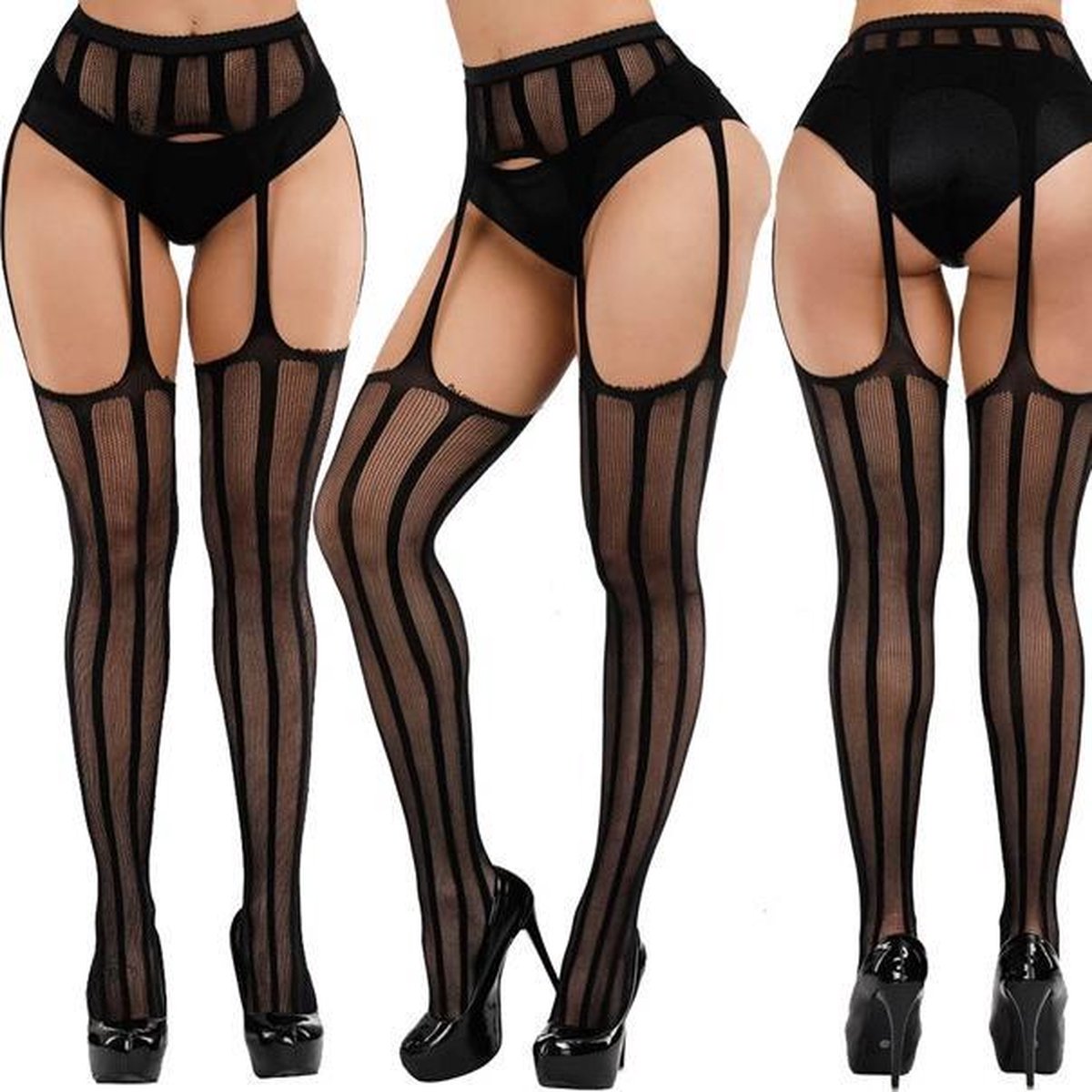 Sexy luxe zwarte panty kousen met jarretelgordel -Luxe panty - jarretel kousen- Cadeau voor Vrouw - Erotische kousen