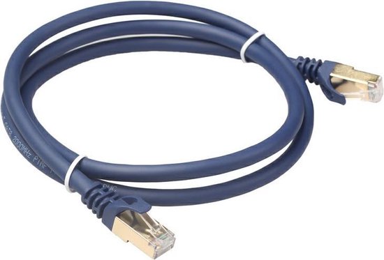 High-Speed Cat 8 RJ45 Netwerkkabel - LAN Ethernet Kabel - Wifi Netwerk Verlengkabel - Verlengsnoer - Internet Modem Kabel - 3 Meter Lang - 40.000 Mbit/s - Blauw - AA Commerce