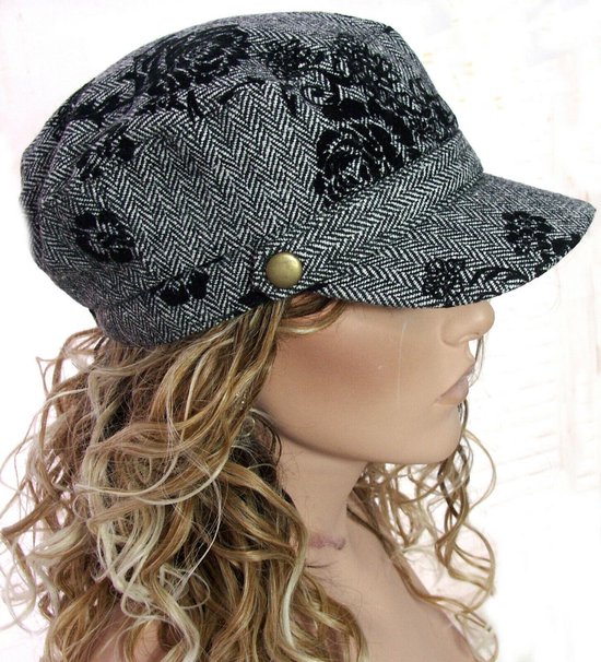Schipperspet dames cap kleur zwart met bloemen maat one size | bol.com