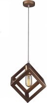 Geometrische hanglamp kubus vorm  - kleur champagne incl. Dimbare heldere filament LED lamp - in extra warm wit 2200K - 800 lumen