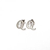 Oorbellen studs letter Alfabet - Zilver (letter Q)