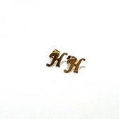 Oorbellen studs letter Alfabet - Goud (letter H)