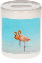 Dieren flamingo foto spaarpot 9 cm jongens en meisjes - Cadeau spaarpotten flamingo vogels liefhebber
