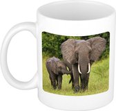 Dieren olifant foto mok 300 ml - cadeau beker / mok olifanten liefhebber