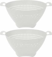 Set van 2x stuks witte kunststof vergiet/zeef 24 x 13 cm - Keukenbenodigdheden - Kookgerei - Zeven - Vergieten van plastic