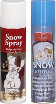 Sneeuwspray set 1x spuitsneeuw bus 150 ml en 1x reinigingsspray 125 ml - Kunstsneeuw/nepsneeuw spray en verwijderaar