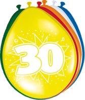 30 jaar Ballonnen div kleuren. 8 stuks, Verjaardag