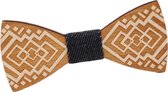 Fako Fashion® - Vlinderstrik - Hout - 11.5cm - Vierkant Motief