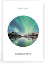 Walljar - Northern Lights Skagsanden Beach - Muurdecoratie - Poster met lijst