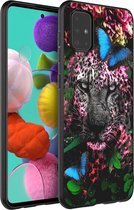 iMoshion Hoesje Geschikt voor Samsung Galaxy A51 Hoesje Siliconen - iMoshion Design hoesje - Zwart / Meerkleurig / Jungle Leopard