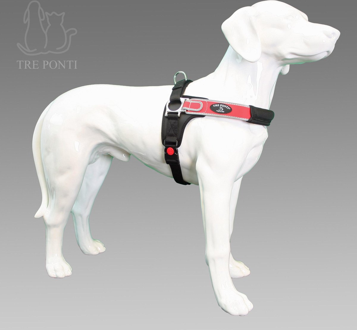 Tre Ponti Forza Tuig Rood&Reflecterend - Hondenharnas - 56 - 68 cm