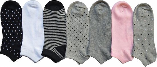 Dames Multipack sneaker sokjes - 7 paar dames fitness - hoogwaardige katoen - dotstripe - maat 36/41