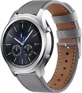 Leer Smartwatch bandje - Geschikt voor  Samsung Gear S3 bandje leer - grijs - Horlogeband / Polsband / Armband