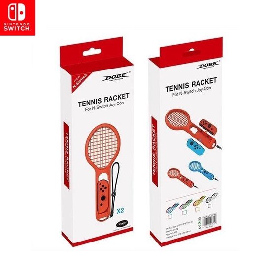 Nintendo Switch Tennis Racket Set - Nintendo Switch Accessoires - Tennis - Set van 2 Stuks - Rood - Blauw - Merkloos